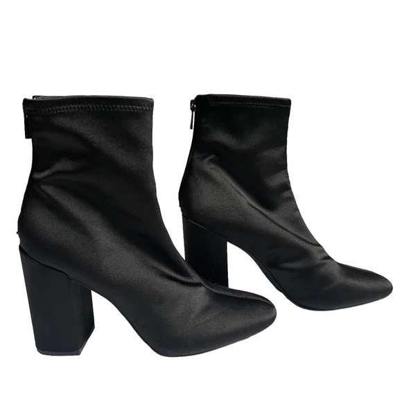 Jessica Simpson Black Satin Zip Up Booties Sz 10 - Picture 2 of 8